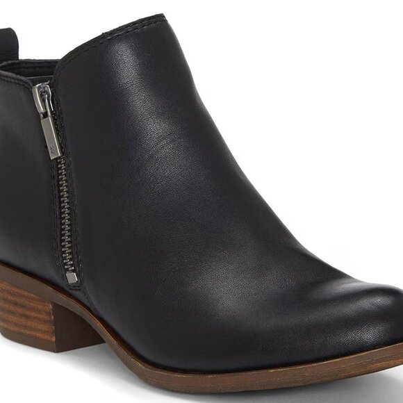🖤 Lucky Brand Black Leather Ankle Zip Up Boots - Picture 1 of 9